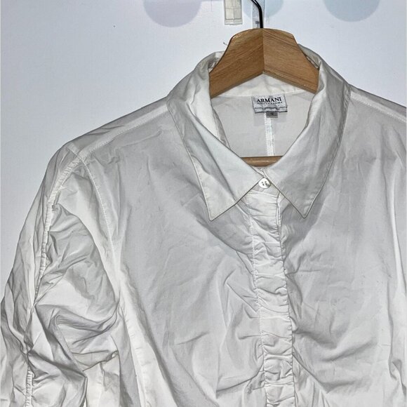 Armani Collezioni White Ruched Button-Down Classic Shirts Women’s Size 12 - Picture 3 of 11